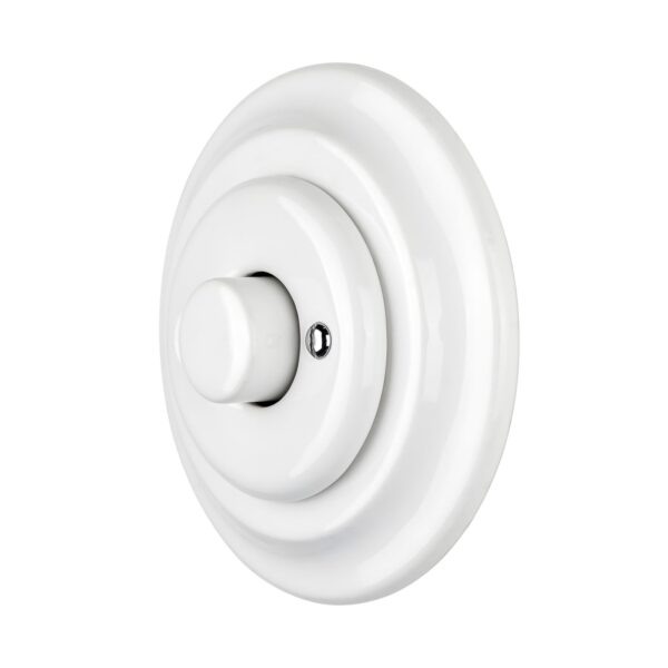 Unterputz-Dimmer mit Drehregler aus Porzellan, Weiß 2