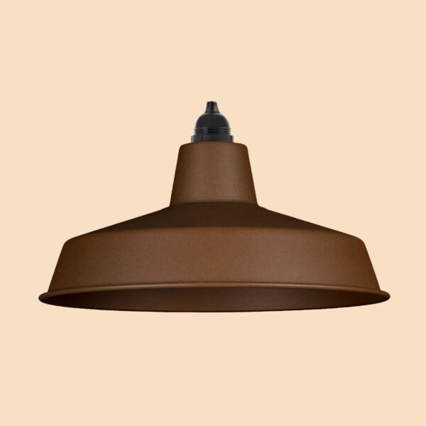 Einfacher pulverbeschichtet Lampenschirm 36cm, feinstruktur Corten-Stahl mit Fassung Bakelit