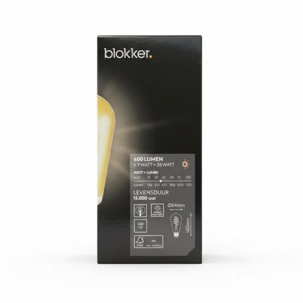 Blokker E27 Curled LED Edison ST64 Lampe, gold getönt, 4.9W, dimmbar 2