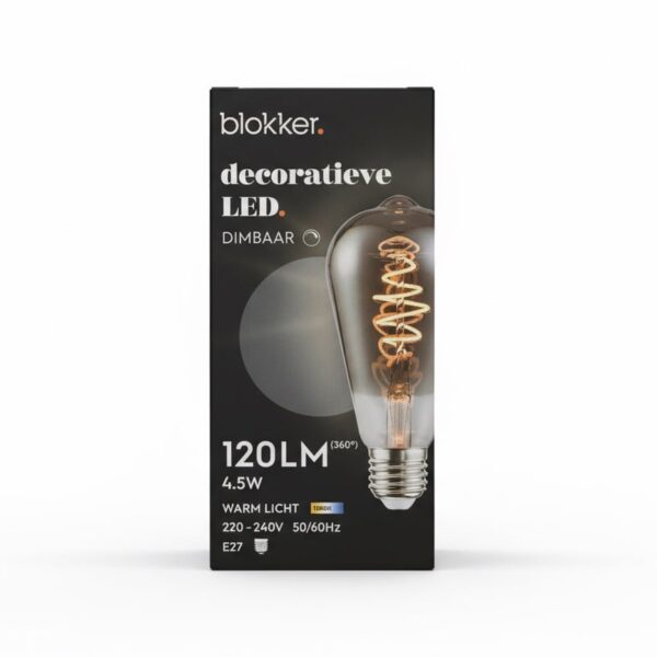 Blokker E27 Curled LED Edison ST64 Lampe, smoke, 4.5W, dimmbar