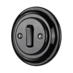 Lightstock Retro Unterputz-Taster aus Porzellan, 1-Fach, 1-Wege, Schwarz