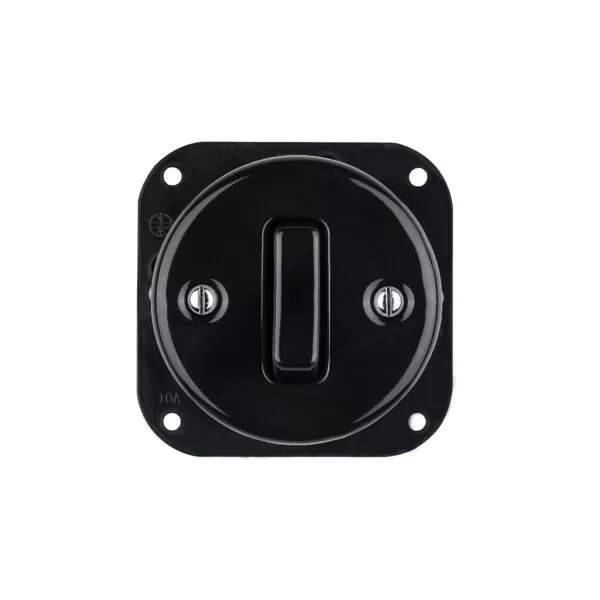 Lightstock Schaltereinsatz Retro Unterputz-Schalter aus Porzellan, 1-Fach, 2-Wege, Schwarz