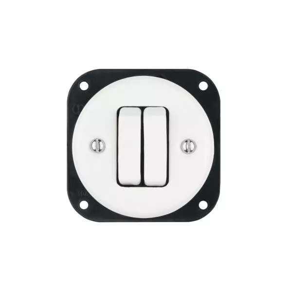 Lightstock Schaltereinsatz Retro Unterputz-Schalter aus Porzellan, 2-Fach, 2-Wege, Weiß