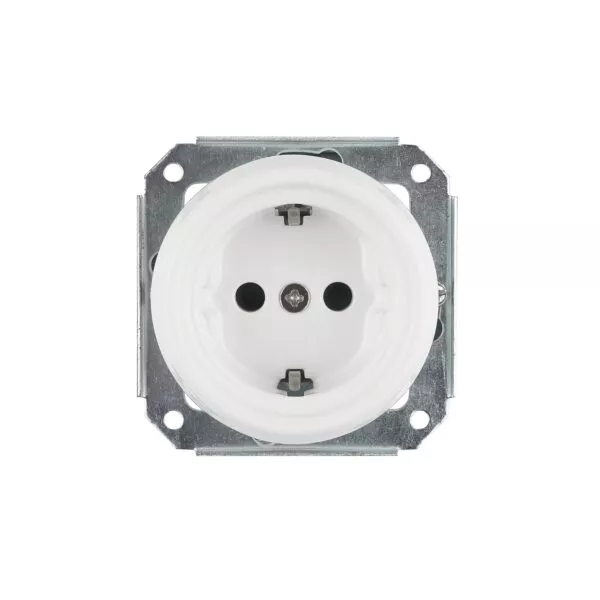 Lightstock Steckdoseneinsatz Retro Unterputz-Steckdose aus Porzellan, Weiß