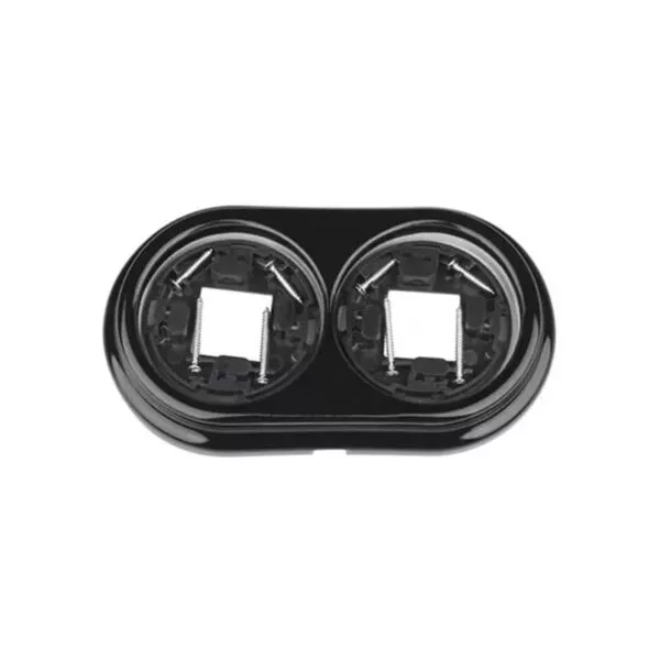 Porzellan-Rahmen 2-fach für Aufputz-Steckdose/Schalter, Schwarz