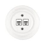 Lightstock Retro Unterputz-Netzwerkdose aus Porzellan, CAT 6A, 2-fach, Weiß 2