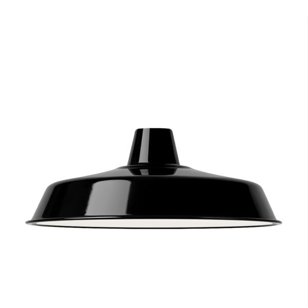 Einfacher Emaille Lampenschirm 46cm, Schwarz