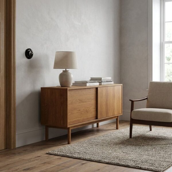 Lightstock Design Unterputz-Wechselschalter aus Porzellan Schwarz mit Messing-Kippschalter, 1-Fach, 2-Wege 5