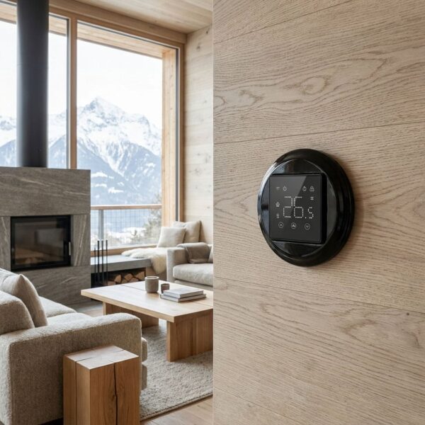 Lightstock Retro Digitaler Unterputz-Raumthermostat aus Porzellan, Schwarz 4