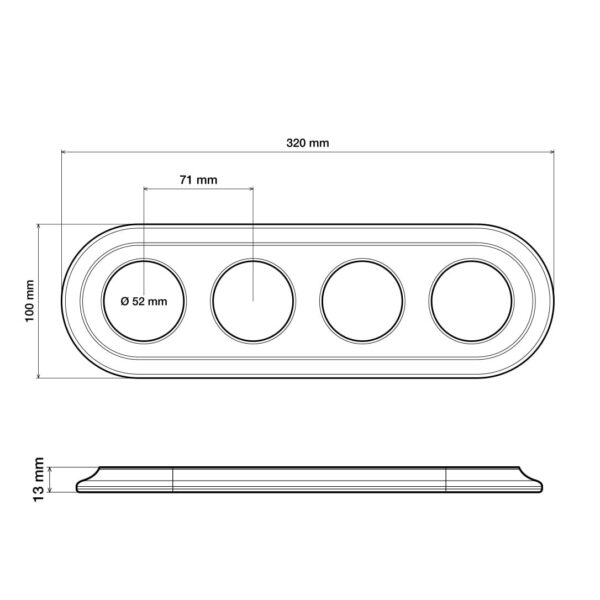Dimensionen für Porzellan-Rahmen 4-fach
