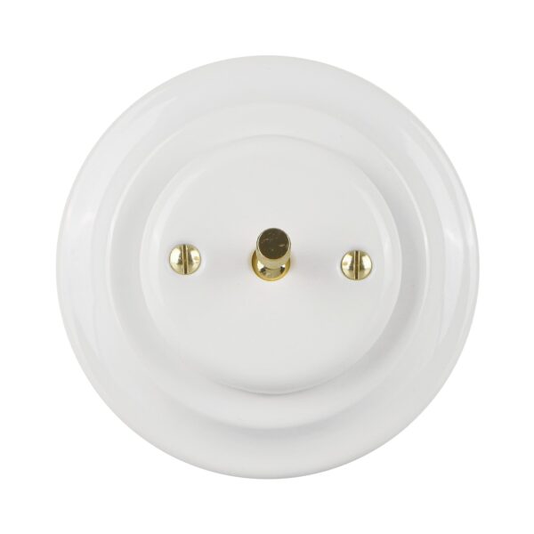 Lightstock Design Unterputz-Wechselschalter aus Porzellan mit Messing-Kippschalter, 1-Fach, 2-Wege, Weiß 2
