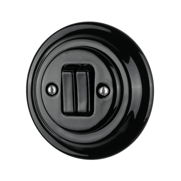 Lightstock Retro Unterputz-Doppeltaster aus Porzellan, 2-Fach, Schwarz