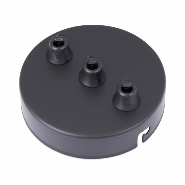 3-Fach Lampen Baldachin aus eisen 100x24mm mit 3 Kabelauslässen schwarz inkl. zugentlastung aus Kunststoff