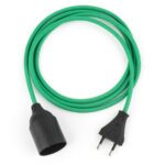 Textilkabel Pendellampe Grün, Textilkabel mit Lampenfassung aus Thermoplast und Eurostecker
