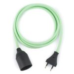Textilkabel Pendellampe Mint, Textilkabel mit Lampenfassung aus Thermoplast und Eurostecker