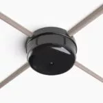 Dekorative Verteilerdose aus Porzellan mit 4 Auslässen, schwarz und textilkabel leinen