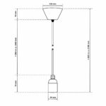 Dimensionen für Relight Beam, Textilkabel Pendelleuchte