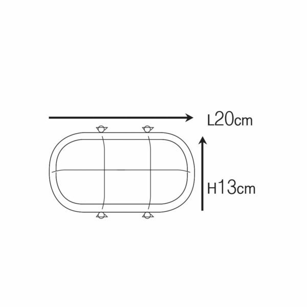 Dimensionen für Relight Phoenix - E27 Outdoor-Bulkhead-Leuchte, mit Flügelmuttern