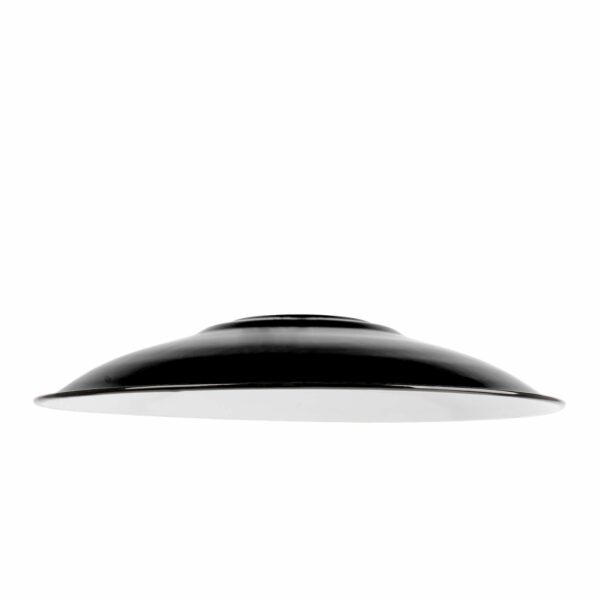 Flacher Emaille Lampenschirm 35cm, Schwarz