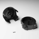 Große Verteilerdose aus Porzellan, dekorative Abzweigdose, Schwarz Innenansicht