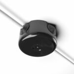 Große Verteilerdose aus Porzellan, dekorative Abzweigdose, Schwarz und textilkabel weiß