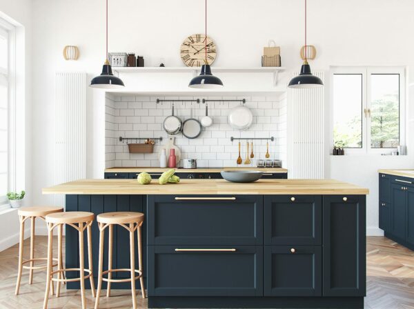 Moderne Küche mit Vintage-Stil und Industrie Hängelampen Relight Newton