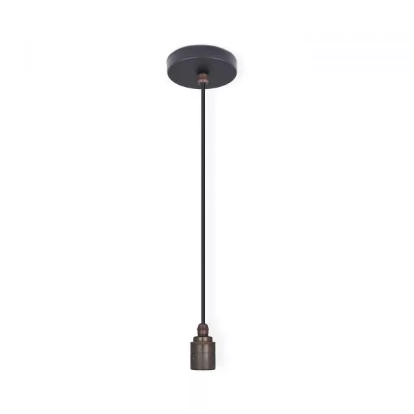Pendelleuchte Vintage Mill Deckenbaldachin Schwarz mit Textilkabel Schwarz Lampenfassung Old English