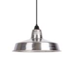 Vintage Industrieleuchte mit Lampenschirm aus Roheisen, angerostet, mit Textilkabel Schwarz und Fassung Bakelit